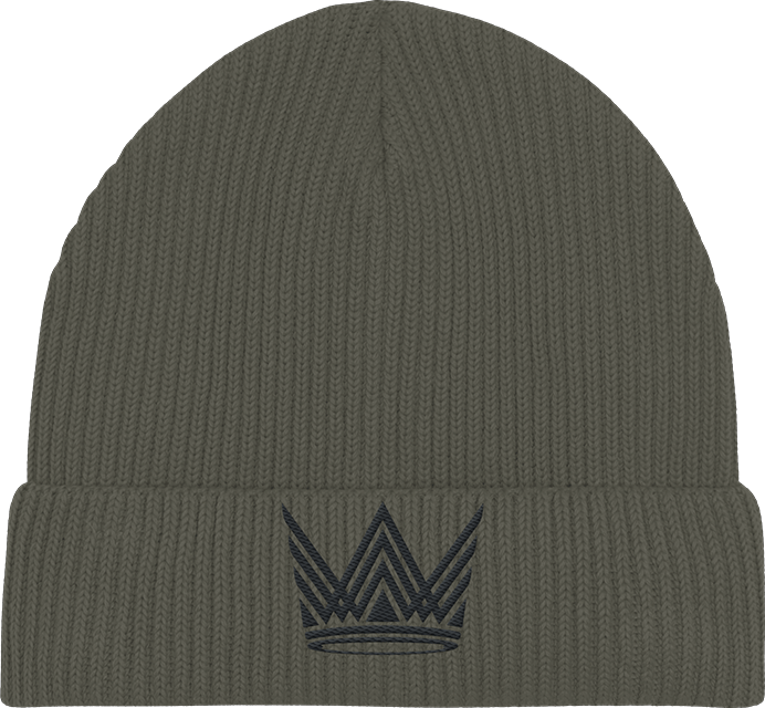 Krone schwarz gestickt - Organic Fisherman Beanie