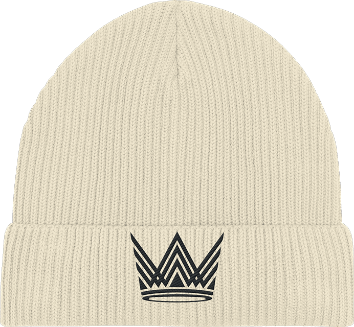 Krone schwarz gestickt - Organic Fisherman Beanie