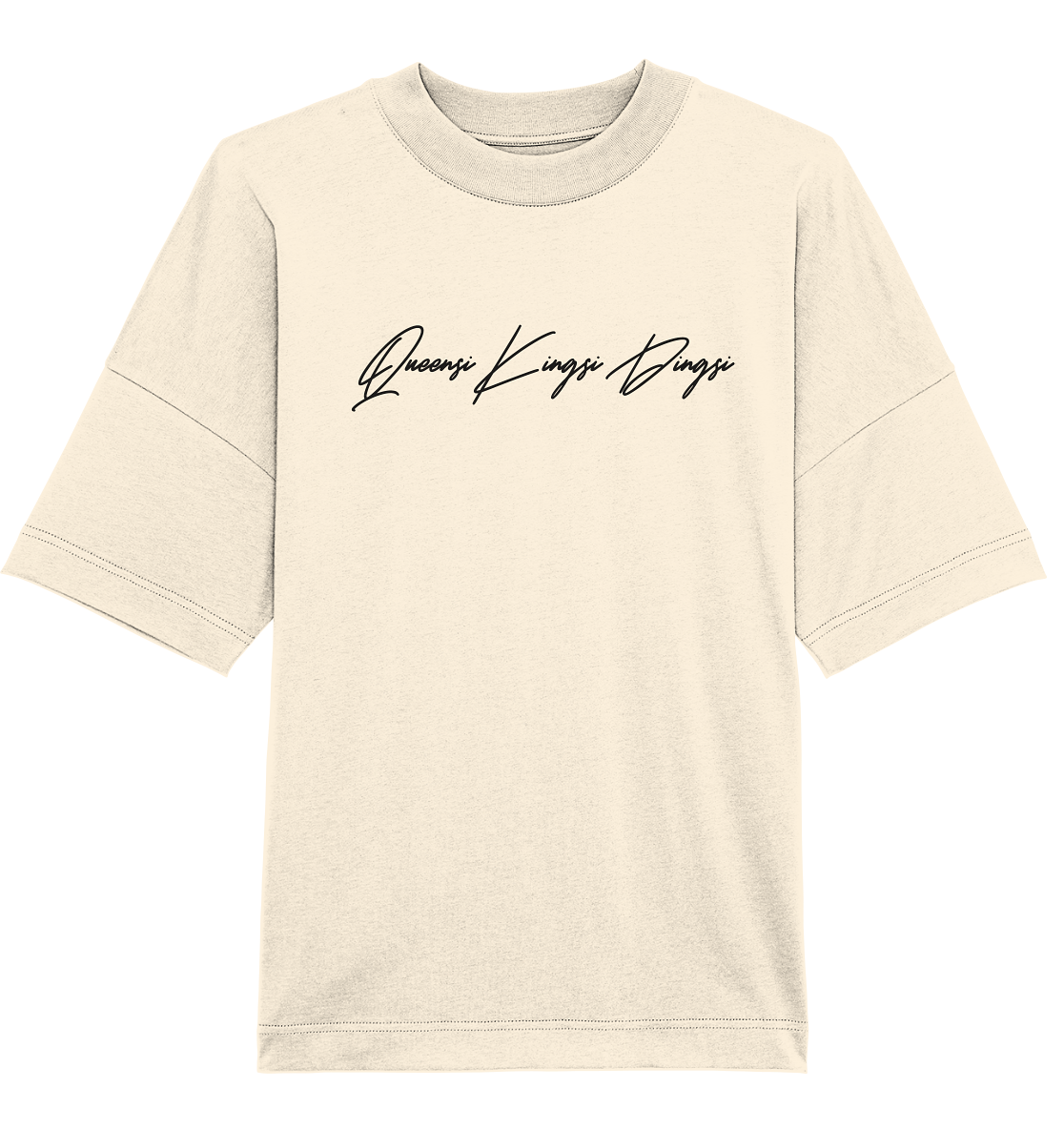 Organic Oversize Shirt mit schwarzer Schrift als Druck