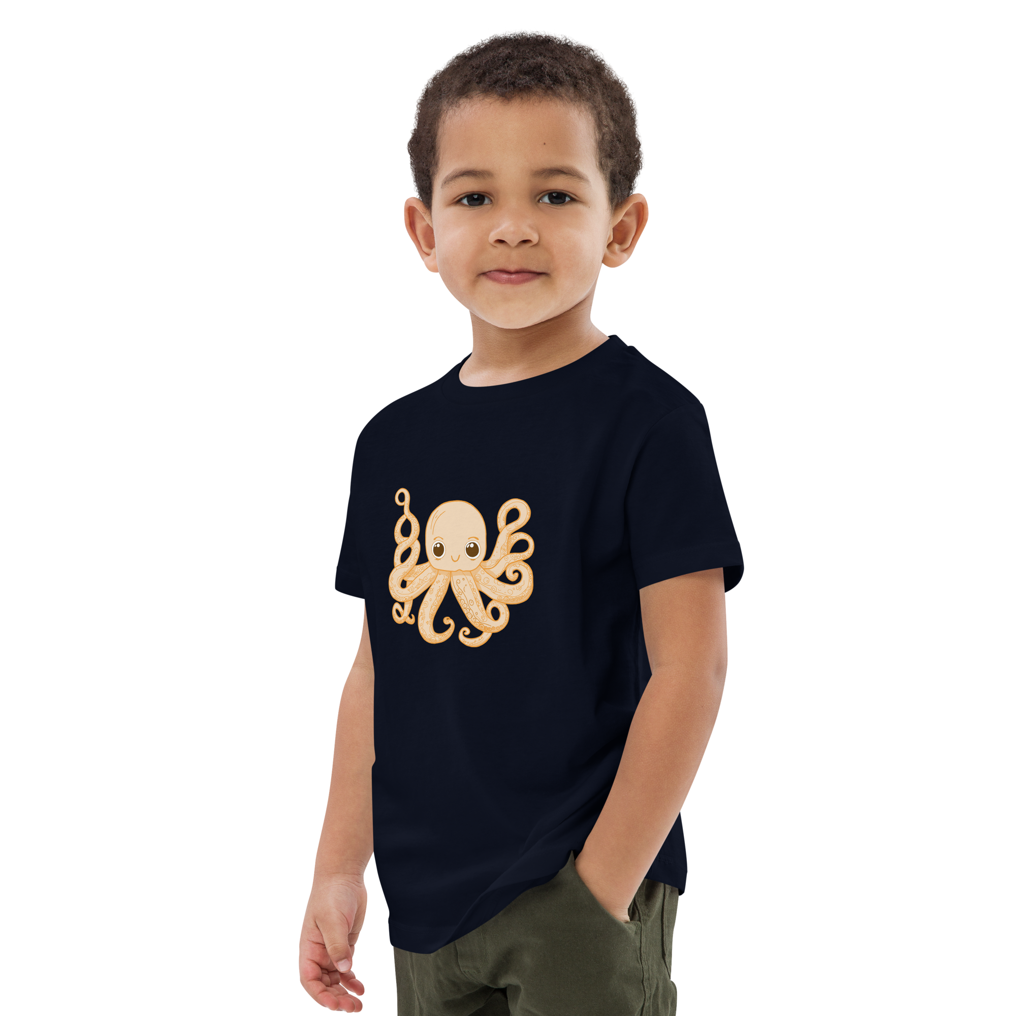 Bio-Baumwoll-T-Shirt mit Oktupus