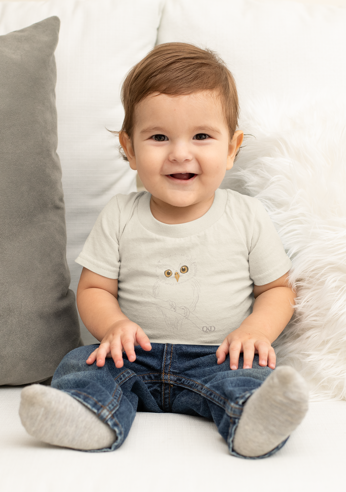 Eulen Druck  - Baby Organic Shirt 0-3 Jahre