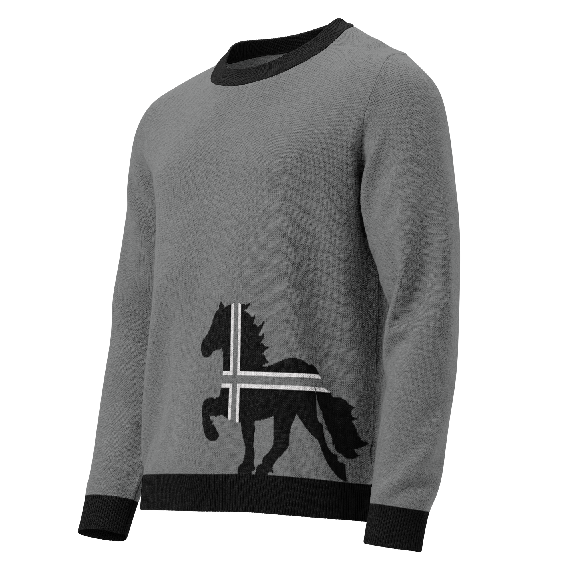 Strickpullover mit  Islandpferd und Rundhalsausschnitt