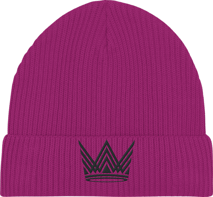 Krone schwarz gestickt - Organic Fisherman Beanie
