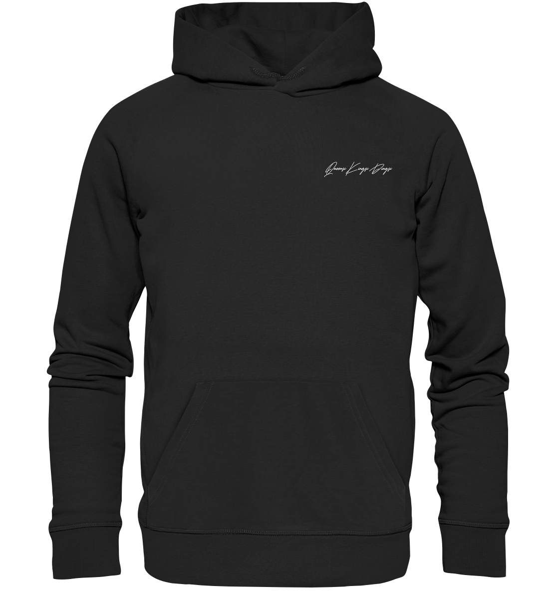 Schriftzug weiß auf dunkel - Organic Hoodie (Stick)