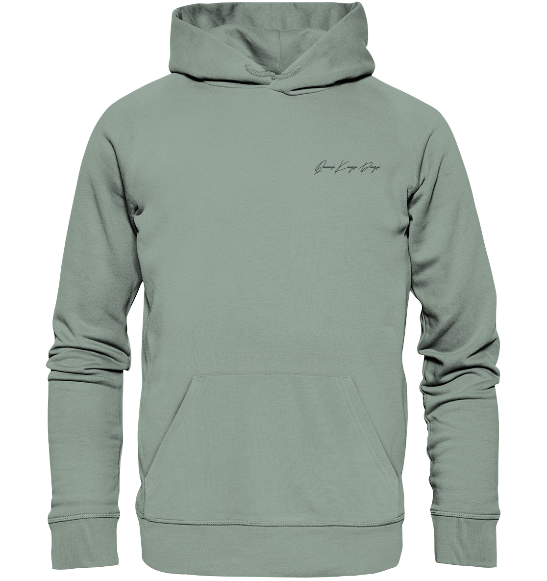 Schriftzug schwarz auf Pastell  - Organic Hoodie (Stick)