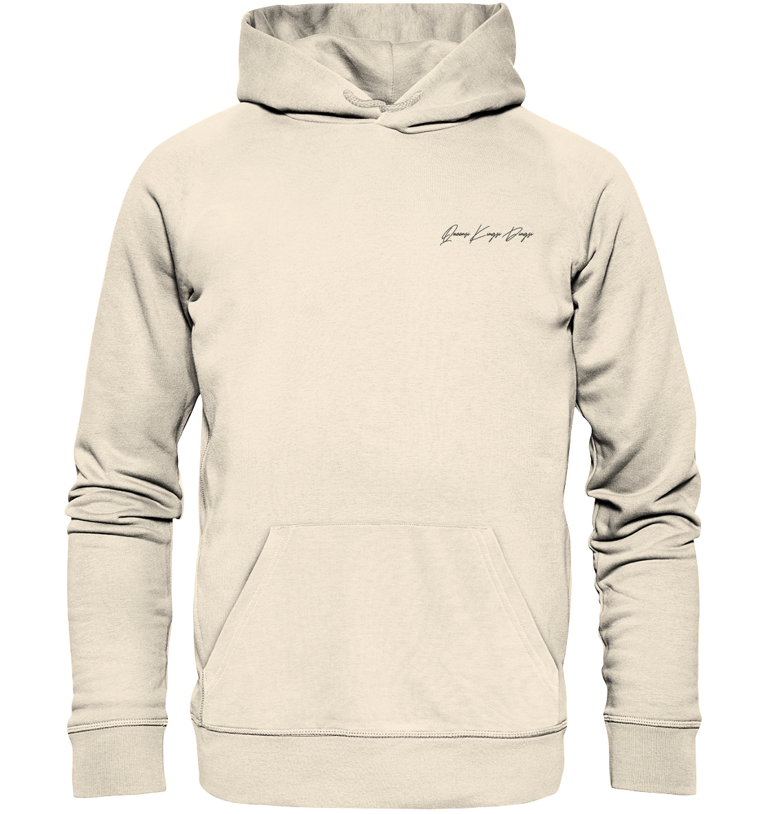 Schriftzug schwarz auf Pastell  - Organic Hoodie (Stick)