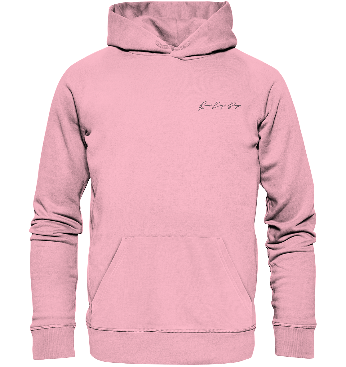 Schriftzug schwarz auf Pastell  - Organic Hoodie (Stick)