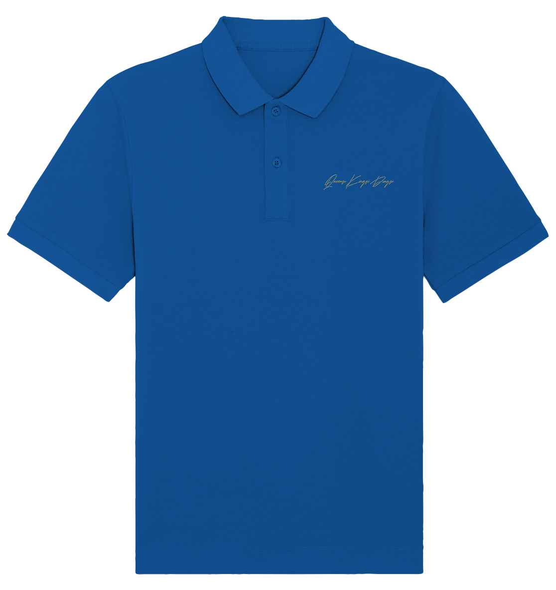 Organic Poloshirt mit goldenen Schriftzug gestickt