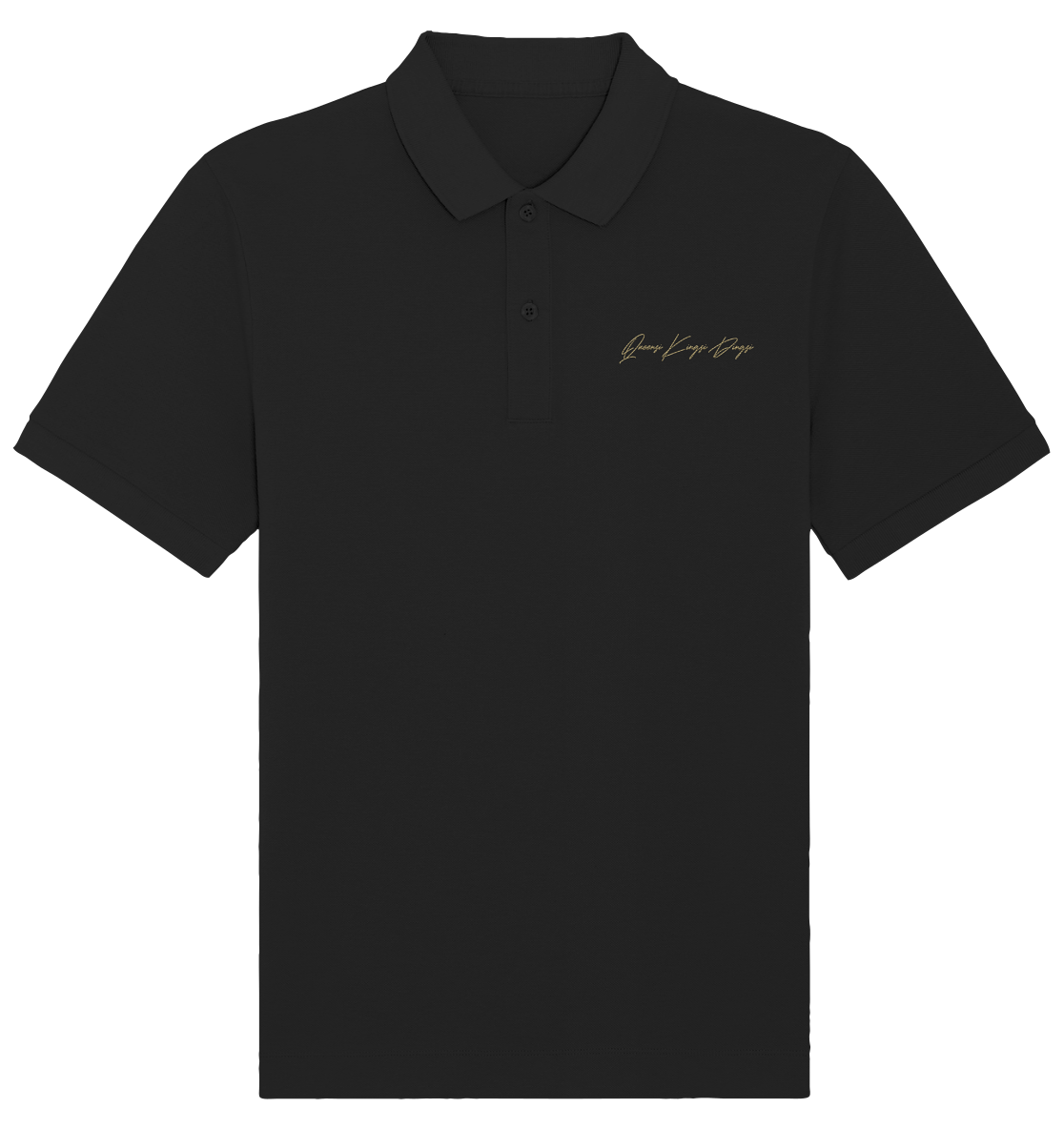 Organic Poloshirt mit goldenen Schriftzug gestickt