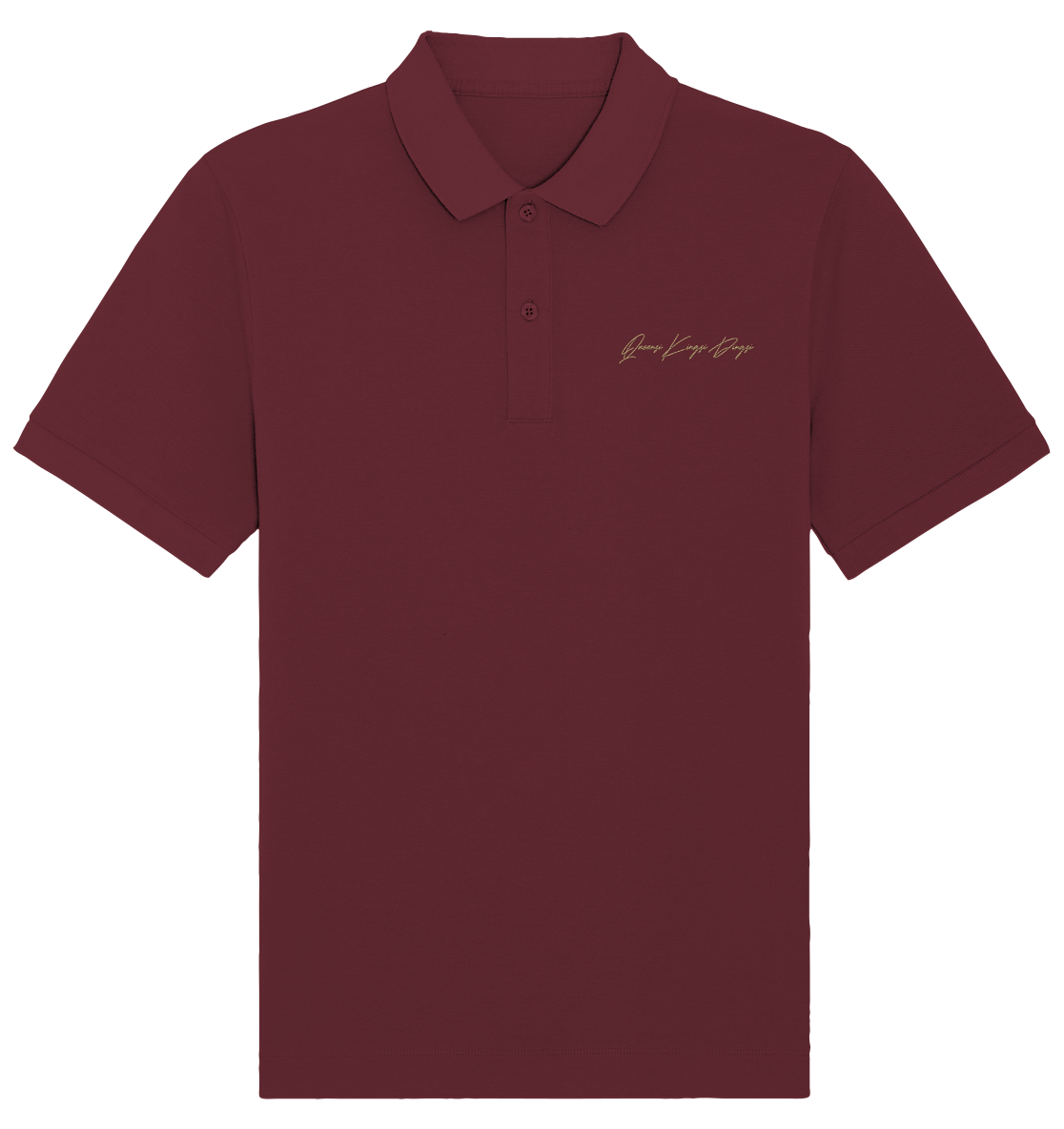 Organic Poloshirt mit goldenen Schriftzug gestickt