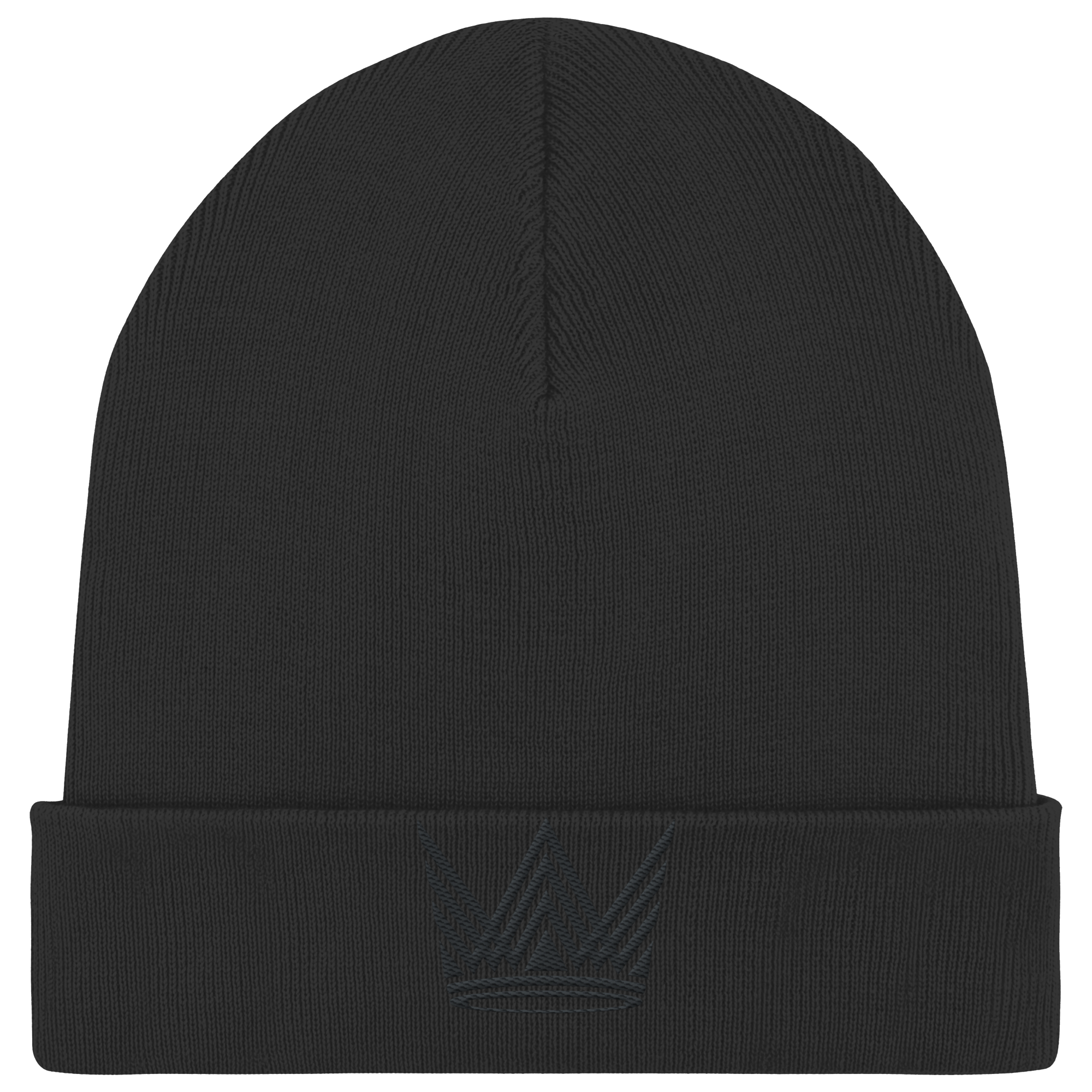 Krone schwarz gestickt - Organic Rib Beanie