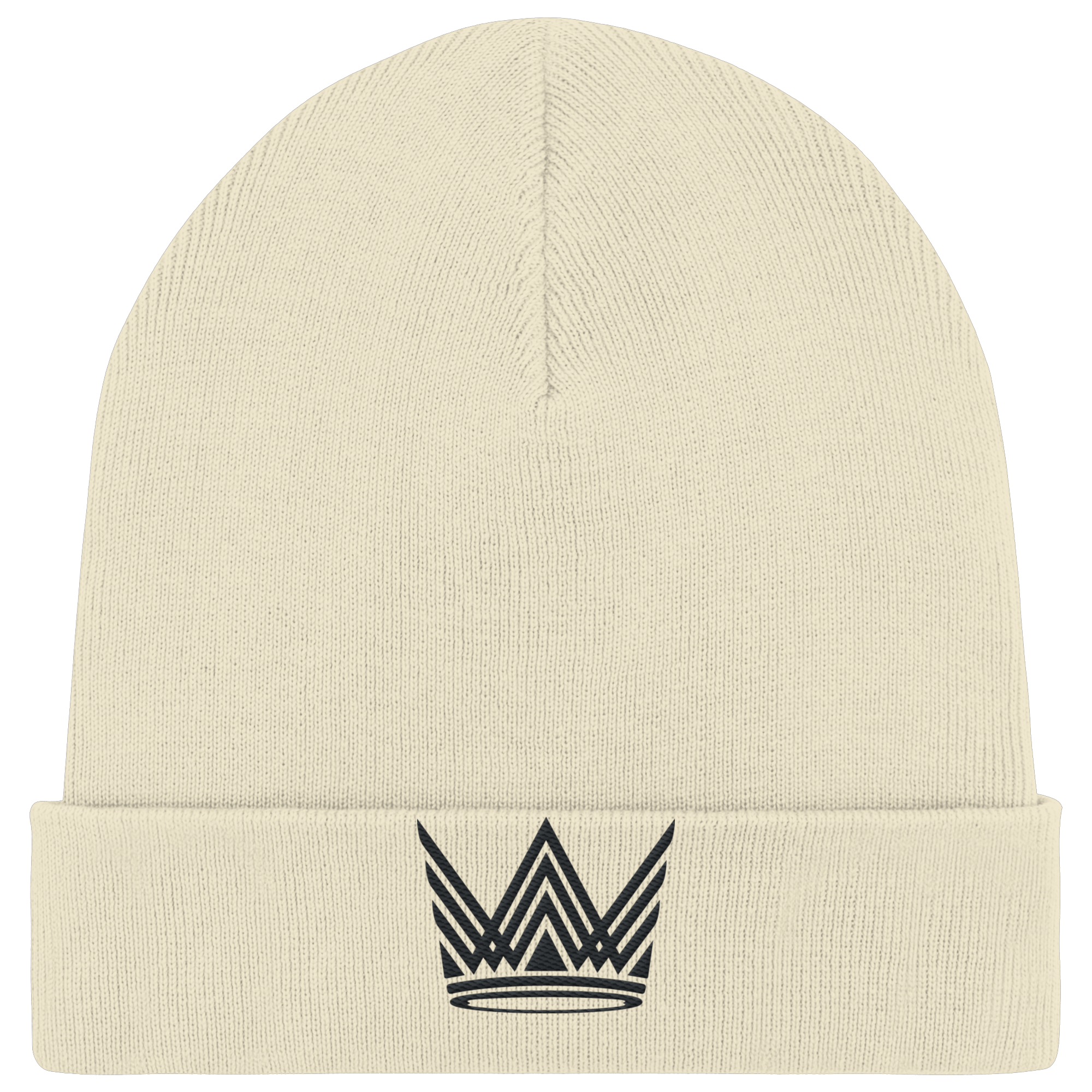 Krone schwarz gestickt - Organic Rib Beanie