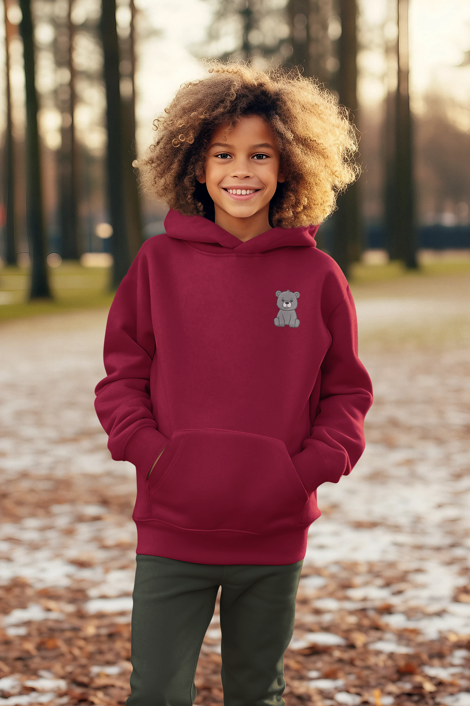 Kinder Hoodie mit gestickten Bär